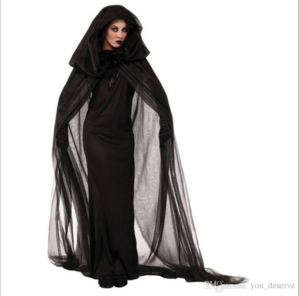 New Arrival Black Ghost Costumes Cosplay Halloween Plus Size Robe Club Party Performance Clothing Hot Selling