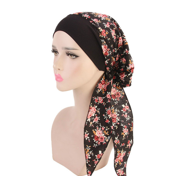 Women Elastic Inner Hijabs Hat Pastoral Style Lady Hair Bands Fashion Muslim Turban Hijabs Hats Indian Caps Wrap Cap