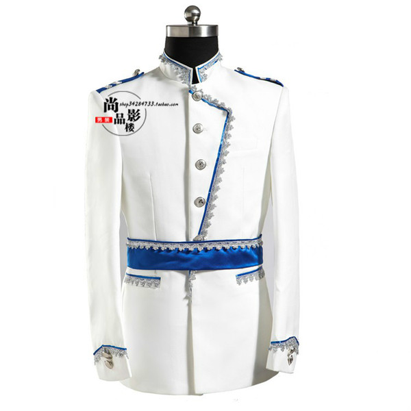 Men's European-style court wear costumes Studio hosts the annual meeting of the white prince costumes European Army dress