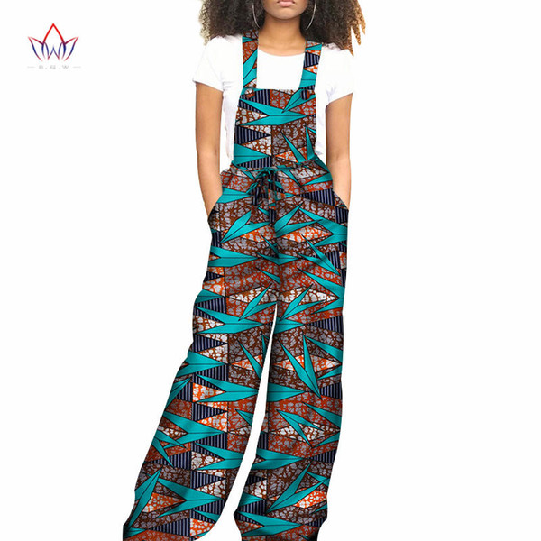 2018 african print casual jumpsuit for women sleeveless ankle length wid leg women jumpsuit cotton Streetwear plus size wy3643