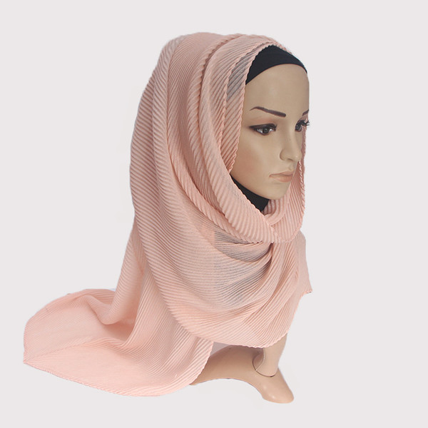 2019 Women Chiffon Shawl Solid Color Soft Wrap Scarf Muslim Arabic Hijab islamic dubai uae arabic headband VKHJ1008