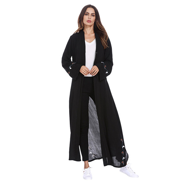 Muslim Women Dress Modest Dress Women Muslim Islamic Middle East Solid Long Sleeve Abaya Kaftan Arab vestido arabe