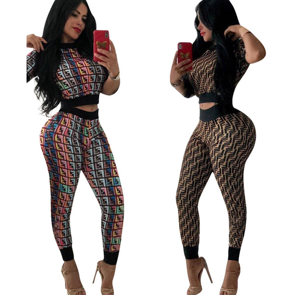 New fashion women sports 2 piece set sweatsuit outfit Crew Neck crop top vest t-shirt Bodycon Leggings pants Plus Size summer clothing 184