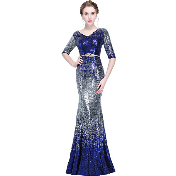 New Sequins V-Neck Chinese Traditional Dress Qipao Bride Cheongsam Dress Vestidos Chinos Oriental Wedding Gowns Party Dresses