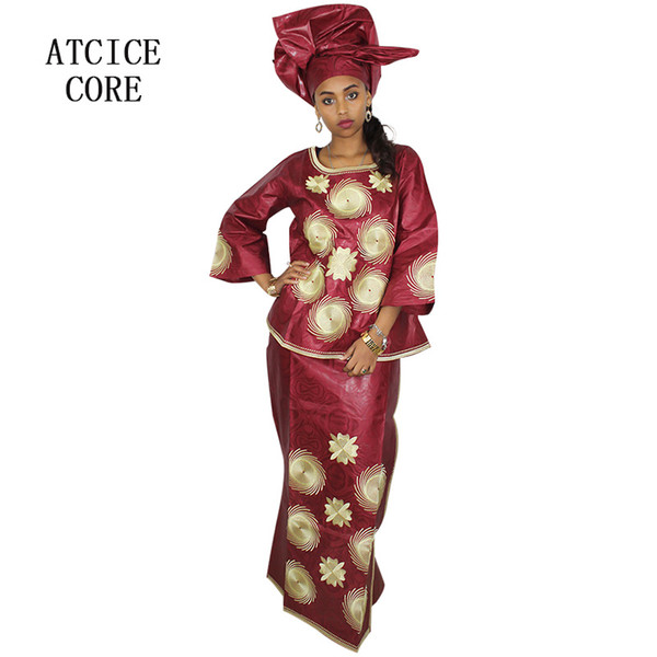 african dresses for women 100% COTTON NEW AFRICAN FASHION DEISGN BAIZN RICHE EMBROIDERY DESIGN DRESS clothes LB006#