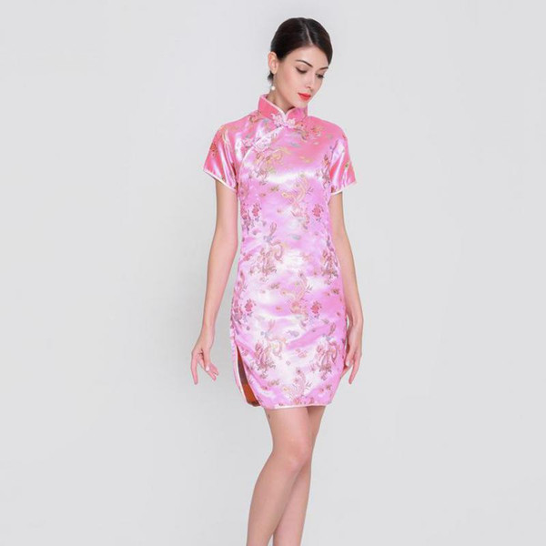 Chinese Style Women Cheongsam Short Sleeve Mini Qipao Vintage Floral Prom Party Chinese Dress Summer New Vestidos Oversize S-3XL