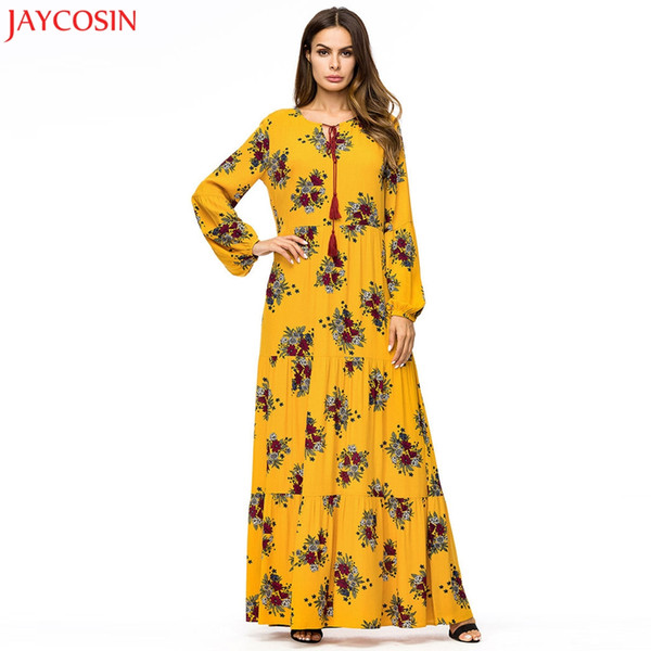 JAYCOSIN Women National Robe Abaya Islamic Muslim Middle Eastern Long Dress muslim dresses for women plus size vestidos z0427