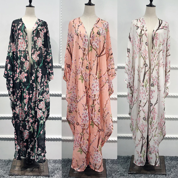 Abaya Dubai Kaftan Islam Long Batwing Floral Cardigan Muslim Hijab Dress Abayas For Women Jilbab Caftan Turkish Islamic Clothing