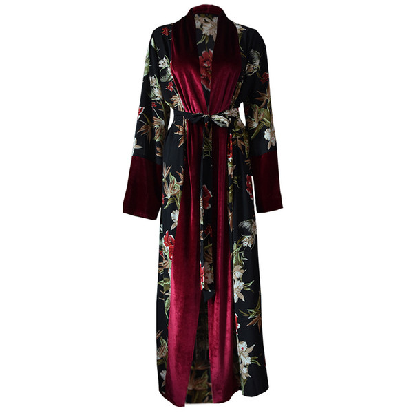 Fashion Plus Size Abaya African Kimonos Kaftan Muslim Women Floral Maxi Cardigan Dubai Turkish Islamic Arab Hijab Dress