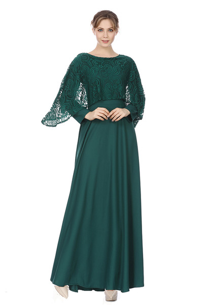 2018 Womens Long Sleeve Vintage Long Dress Islamic Clothing abaya Muslim Ethnic Dubai Lace Robes Retro Maxi Dress