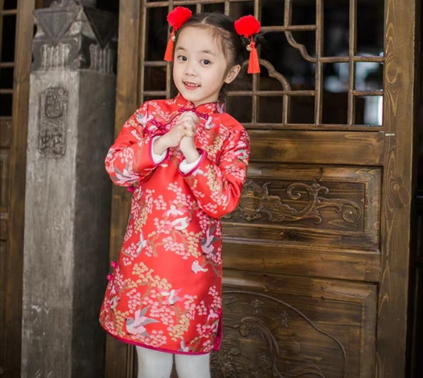 New Year wear baby, baby, tang suit, girl's cheongsam, winter 2018, New Year dress, Chinese style dress for Chinese New Year celebration