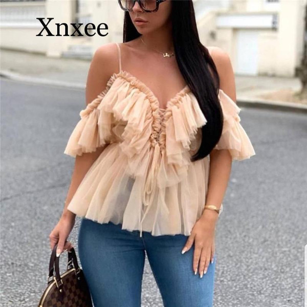 Women Sexy Tops Summer Strap Shirt Pink Black Blue Yellow Beige Vest Ladies Fashion African Clothing New Style deep v lace