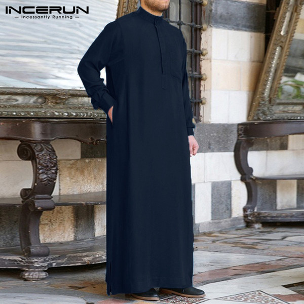 Mens Clothing Robe Long Sleeve Saudi Arab Thobe Jubba Thobe Man Kaftan Middle East Islamic Jubba Muslim Dressing S-5XL