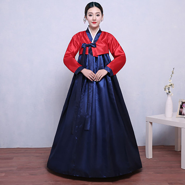 2018 New Korea Style Dress for Women Elegant Retro Party Clothing V-neck Hanbok Traditional Ceremony Performance Clothes