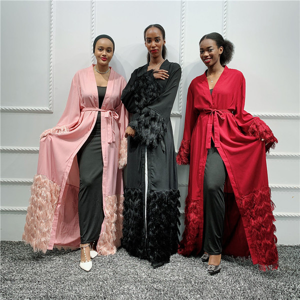 Dubai Abaya Kimono Hijab Muslim Dress Women Robe musulman Caftan Marocain African Kaftan Turkish Islam jilbab femme musulman