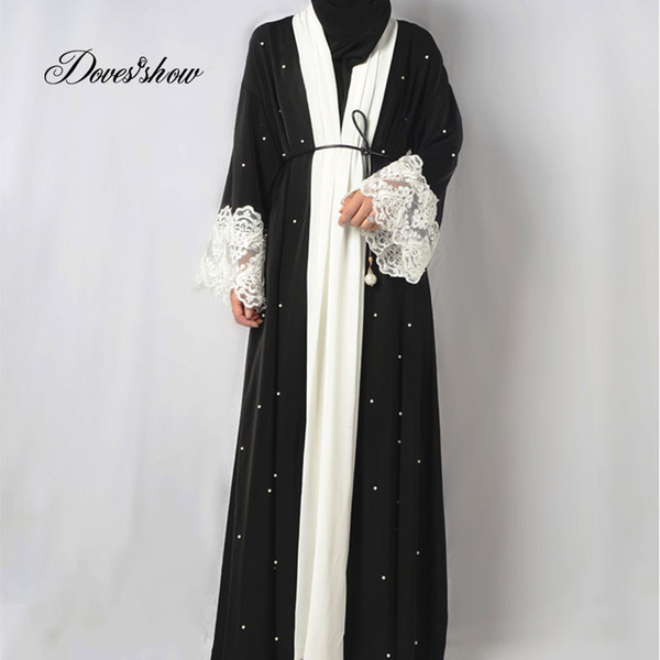 Fashion Muslim Dress Abaya in Dubai Nida with Pearl Islamic Clothing For Women Jilbab Djellaba Robe Musulmane Turkish Baju 5XL