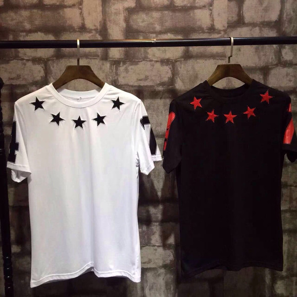 2016 new fashion summer t shirt men o-neck cotton Flocking pentagram 47 digital short sleeve mens t-shirt Men's Brand clothing