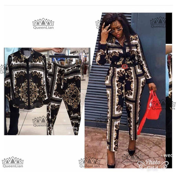 2018 new Fahsion(L-XXXXL)African Clothes For Lady Dashiki Top and Pants Suit Chiffon Dress