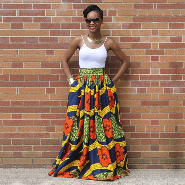 2018 Hot sale Sexy women long african skirt maxi printed Traditional africa style cloth lady loose skirt female plus size S-XL