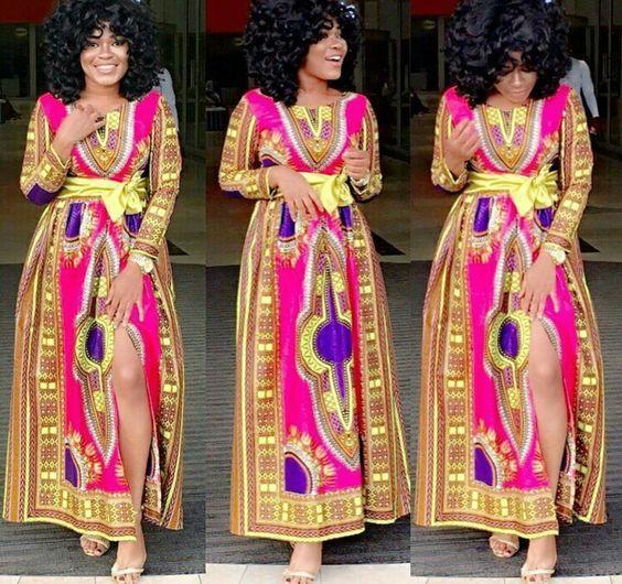 2018 African Women Folk Style Totem Printing Africa Long Dress Sexy Long Sleeved Dresses Mujer Vestidos