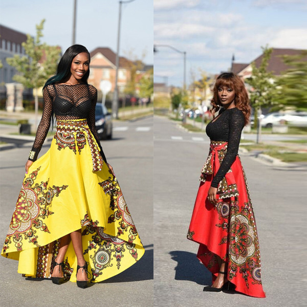 African Skirt For Women Summer Vertical Long Print Skirts For Women Dashiki African Style Clothing Long Maxi Dress DS-089