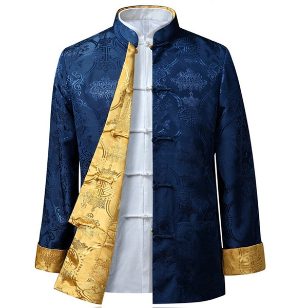 10 Colors Two-sided wear Silk Like Chinese Style Man Jacket Typical Fashion Men Outerwear Ethnic Clothing