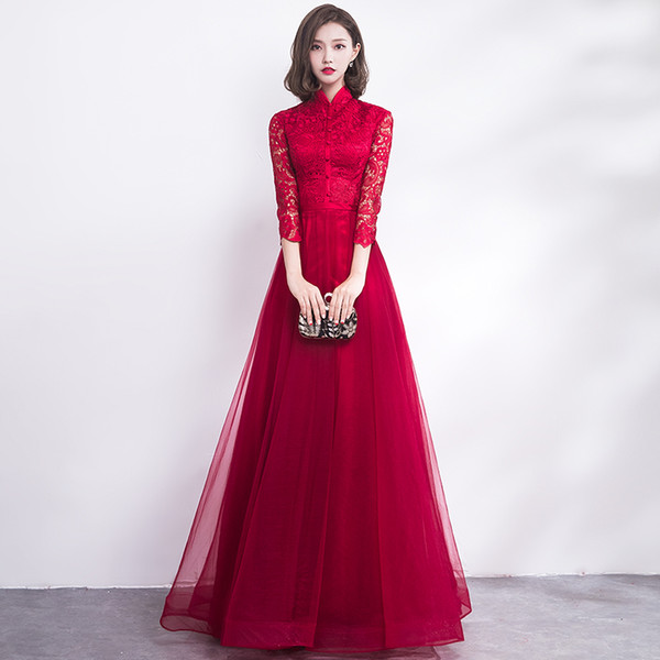 Traditional Chinese Wedding Gown Cheongsam Long Qipao Bride Traditions Classic Women Dress Oriental Dresses Vestido Novia