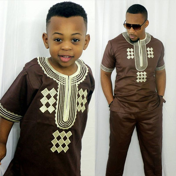 African children clothing Africa kid boy Dashiki shirts suits two 2 piece set kids outfit summer riche bazin top pant sets