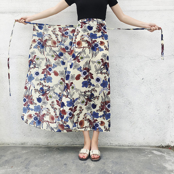 Traditional Thailand Clothing Floral Sarong Skirt Summer Casual Beach Long Skirts Myanmar Long-gyi Wrap Skirt Saia Feminina