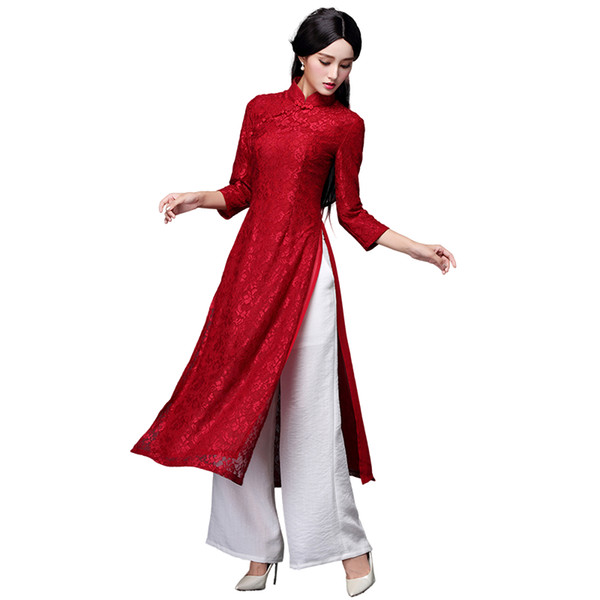 summer aodai vietnam cheongsam dress for women traditional clothing floral ao dai dress