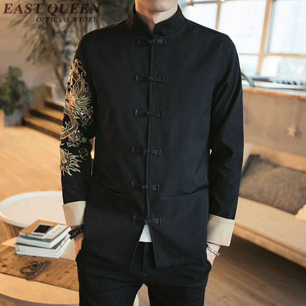 Traditional Chinese Clothing for men tang suit costume Embroidered dragon bomber jacket mandarin collar cheongsam KK501 S