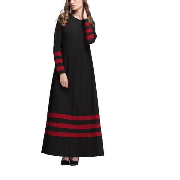 Striped Printed Loose Dress Islamic Women'S Muslim Maxi Dress Plus Size Middle East Long Dresses Worship Costume Robes #5T