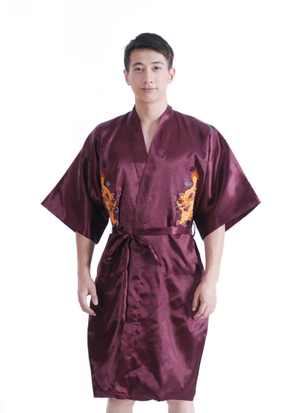 Men Summer Bath Robe Dressing Gown Home Coat Nightwear Men Dragon Clothing Sleepwear 6 Colors