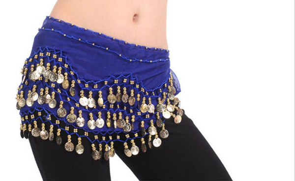 Good 3 Rows 98 Coins Belly Egypt Dance Hip Skirts Scarf Wrap Belt Costume High quality Stage Wear