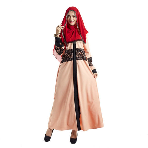 Muslim Women Long Sleeve Dress Fashion Lace Embroidey Maxi Abaya Dresses Islamic Women Dress Clothing Robe New Arrivals