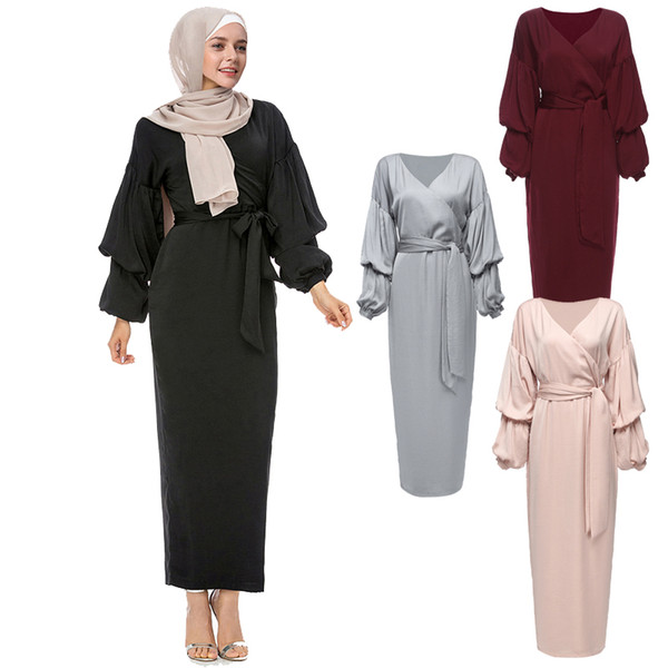 Kaftan Abaya Robe Dubai Islam Long Muslim Hijab Dress Qatar UAE Oman Caftan Marocain Abayas For Women Turkish Islamic Clothing