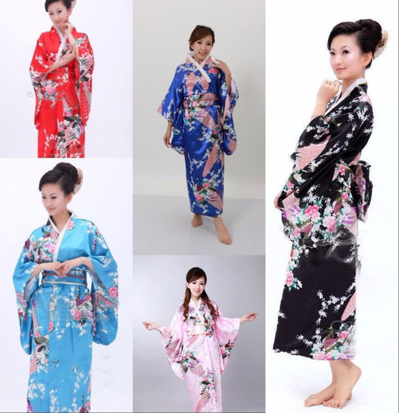 16 Colors Vintage Japanese Kimono Yukata Haori Costume Retro Geisha Dress with Obi Cosplay Gown Retro Japanese Kimono Gown Robes