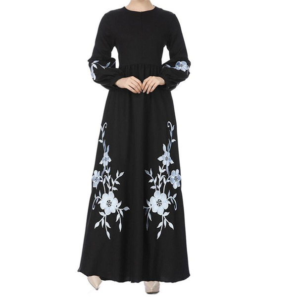 Womens Muslim Chiffon Long Sleeve Long Maxi Dress Vintage Dresses l0531