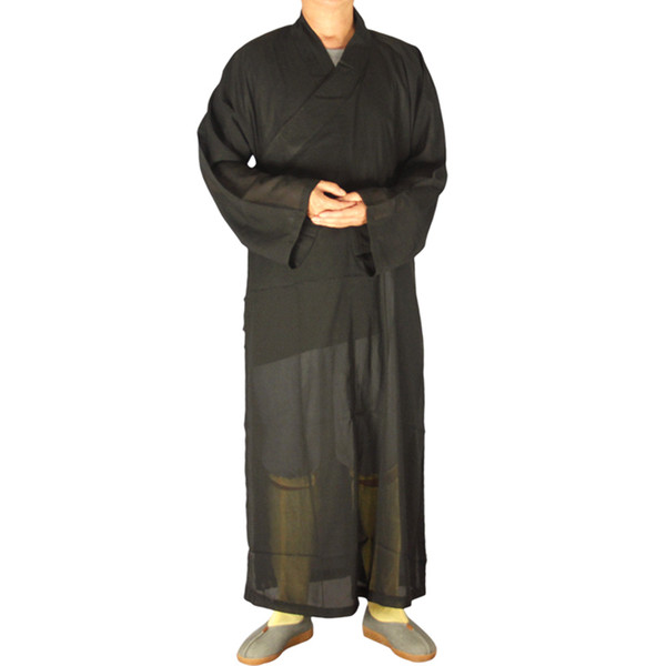 Unisex Black Summer Buddhist Monks Costume Shaolin Temple Monk Clothing Robe Zen Clothes Buddhism Meditation Lohan Clothes