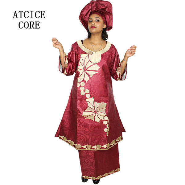 african dresses for women FREE SHIPPING NEW FASHION DESIGN AFRICAN BAZIN RICHE EMBROIDERY LONG RAPPER clothes SP18#