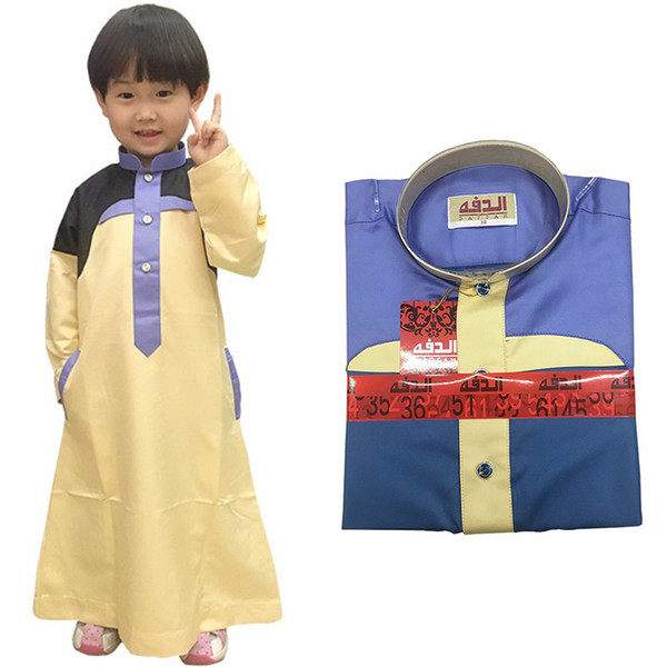 Kids Dress Muslim Robes Abaya Kaftan Dubai Long Sleeve Cute Children's Clothing Muslim Children Abaya 6 Colors Jubba Thobe Islamic Clothing