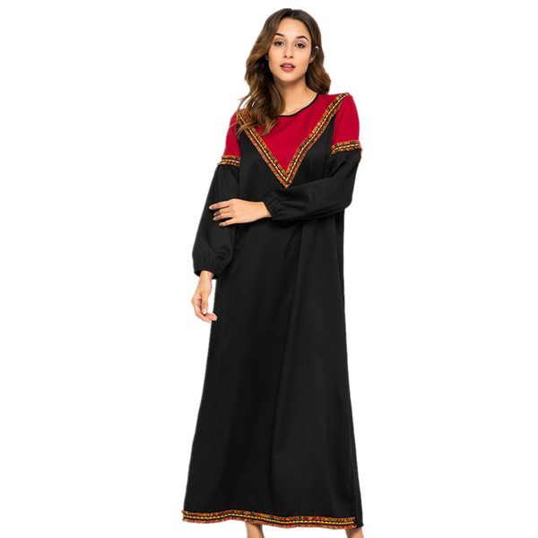 Muslimah hit color tassel stitching Robe Musulmane Dubai Fashion Muslim full length kaftan Wordship Service abaya Wq1269 drpship