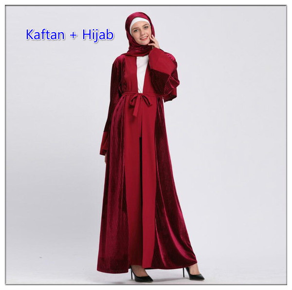 2019 Abaya Robe Dubai Islam Kaftan Muslim Velvet Kimono Cardigan Hijab Dress Ramadan Abayas For Women Turkish Islamic Clothing