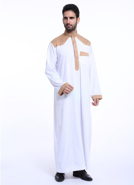 High Quality Muslim Islamic Clothing For Men Arabia Jubba Thobe Dubai Men's Kaftan Abaya Clothing 4 Colors Plus Size XXXL