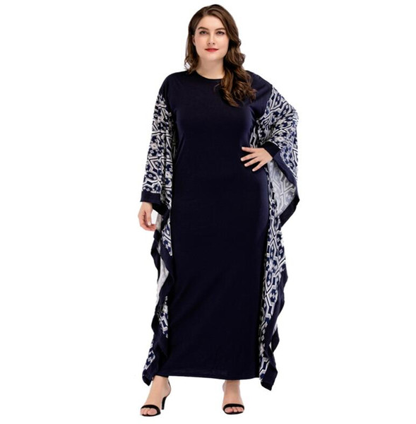 2018 Hot New Plus Size Muslim Women Dress Green Middle East Muslim Knitted Lotus Leaf Abaya Musulman Ruffles Hijab Robes Mujer