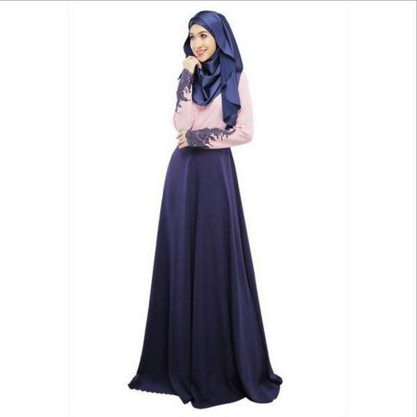 Turkish Women New Arrival Muslim Clothing Lace Long Sleeve Fashion Women Dresses Islamic Abaya Ethnic Clothing Elegant