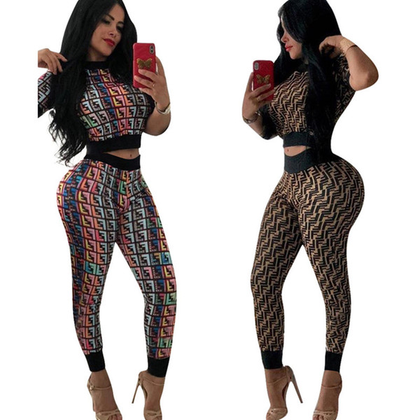 Women 2 piece sports set Sexy & Club suit Evening partysuit short sleeve t-shirt crop top vest leggings pants Plus Size summer clothing 184