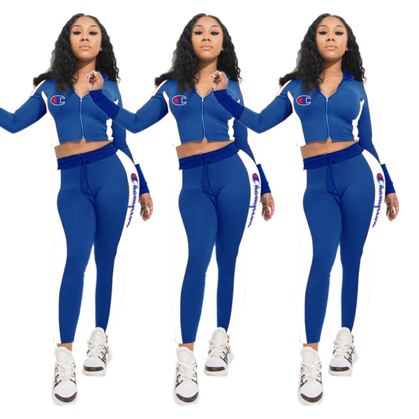 Champions women shirt Leggings tracksuit long sleeve jacket pants 2 piece set outfits pullover tights sportswear sweatsuit jogger suit 88