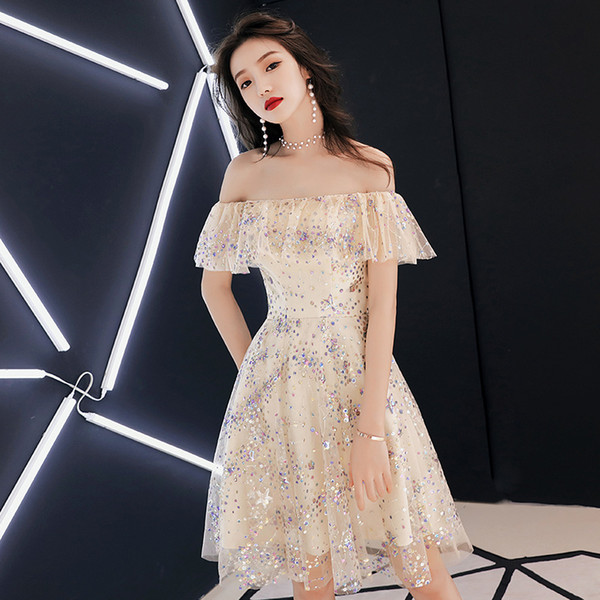 Elegant Champagne Sequins Cheongsam Short Dress Vestidos Chinos Oriental Qipao Evening Gowns Classic Party Dress Oversize 3XL