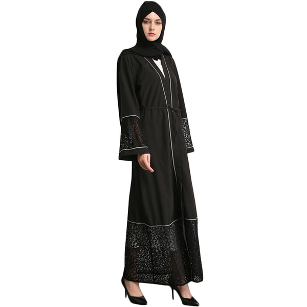 Muslim women Long sleeve Dubai Dress maxi abaya islamic women vintage dress clothing Lace robe kaftan